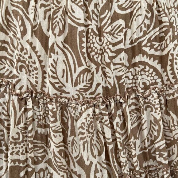 Modern Images Floral Paisley Tiered Skirt Tan Pull-On M Petite Pleated Flowy - Picture 8 of 11
